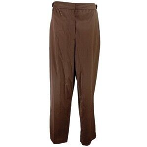 TALBOTS Pants 16 Brown Italian Fabric Slimming Flat Front Pull On Casual Career